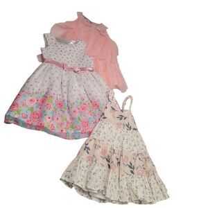 Baby Girl Bundle Of Dresses Flower Print And Pink In Size 2T Gentle Used